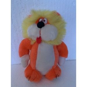 NANCO Lion Plush Orange White Yellow Stuffed Animal Black Nose Plastic Eyes 7"